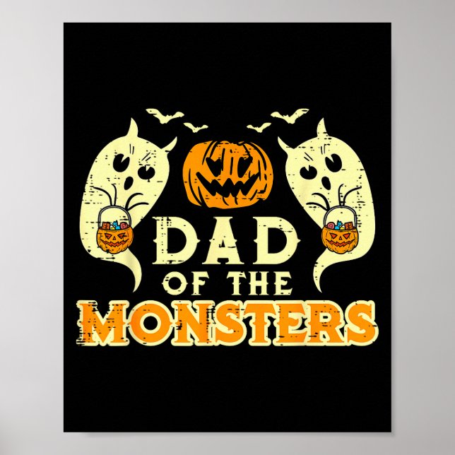Poster Halloween Dad Of Monsters Funny Family Costume Pap (Frente)