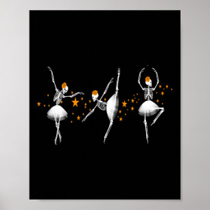 Poster Halloween Dancing Skeleton Ballerina Balé Mulheres