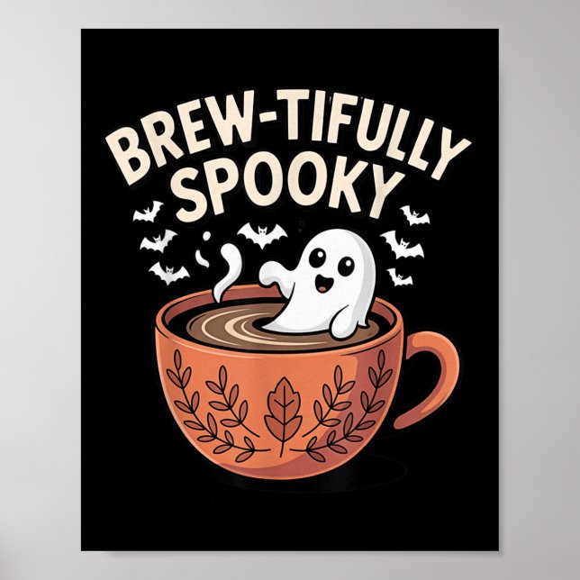 Poster Halloween De Café Ghostil, Assustado Por Brew (Frente)