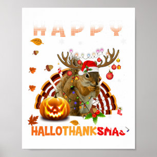 Poster Halloween De Esquilo E Feliz Natal Hallo