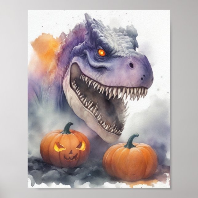 Poster Halloween Dinosaur Pumpkins (Frente)