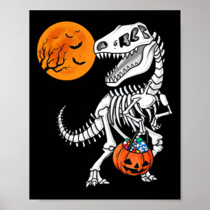Poster Halloween Dinossaur T Rex Skeleton Garotos Assusta