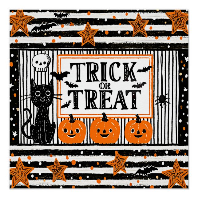 Pôster Halloween Doces ou Travessuras (Frente)