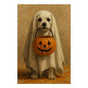 Pôster Halloween Dog Wall Art impressão, Poster de Hallow