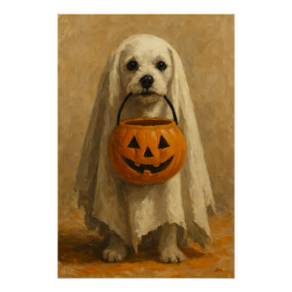 Pôster Halloween Dog Wall Art impressão, Poster de Hallow