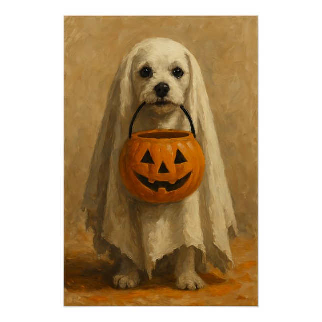 Pôster Halloween Dog Wall Art impressão, Poster de Hallow (Frente)