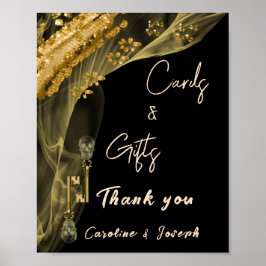 Poster Halloween Dourado Skulls, Glitter Cards Presentes