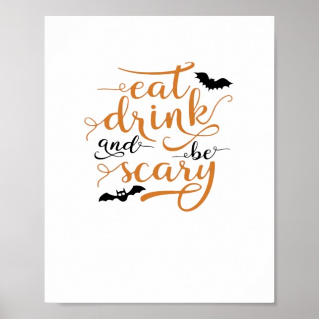 Poster Halloween Eat Drink And Be Scary Creative Casual (Frente)