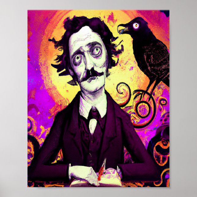 Poster Halloween, Edgar Allen Poe, Raven, Nunca Mais (Frente)