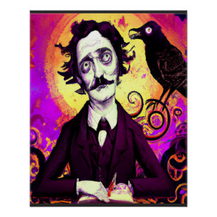 Pôster Halloween, Edgar Allen Poe, Raven, Nunca mais Post