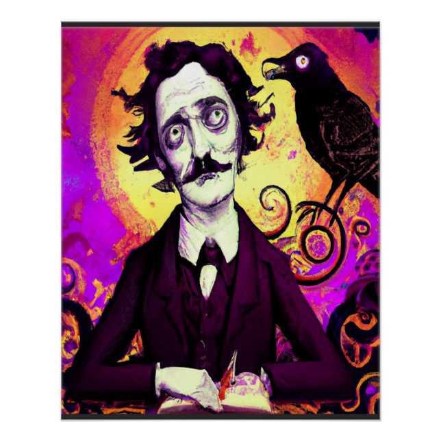 Pôster Halloween, Edgar Allen Poe, Raven, Nunca mais Post (Frente)