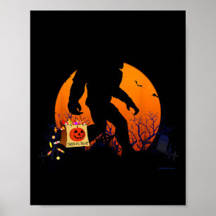 Poster Halloween engraçado do Pé Grande fazendo doce ou t