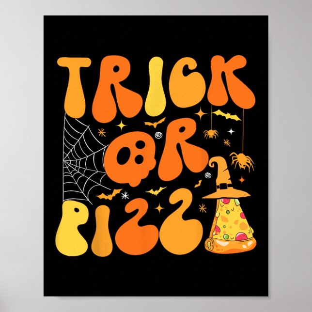 Poster Halloween Engraçado ou Pizza Assustadora Ghost Dec (Frente)