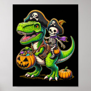 Poster Halloween Engraçado T Rex Dinossaur Pirate Boys Tr