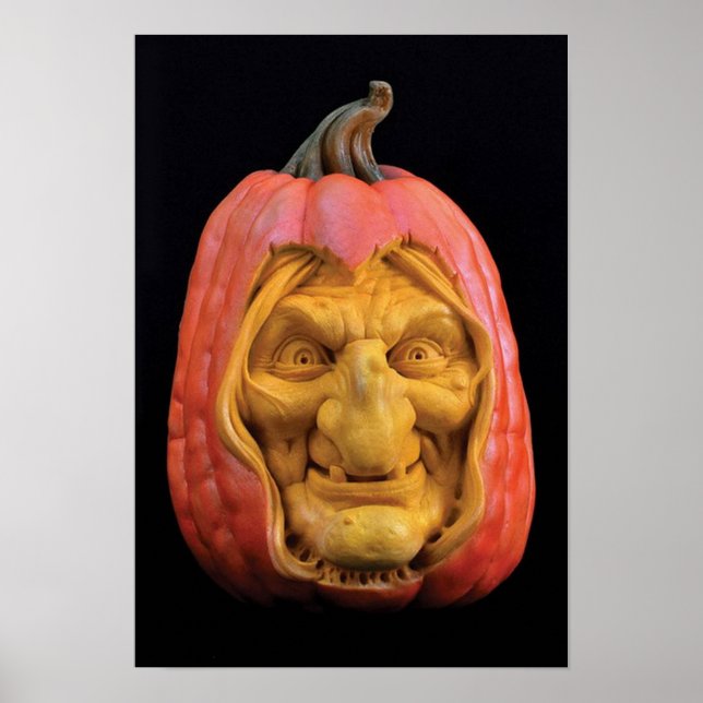 Poster Halloween Esculpida Jack-O'-Lanterna Bruxa (Frente)