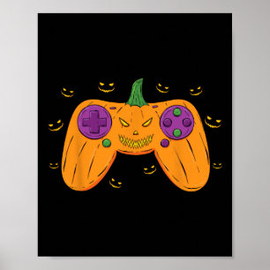 Poster Halloween Gamer Costume Assustador Pumpkin Meninos