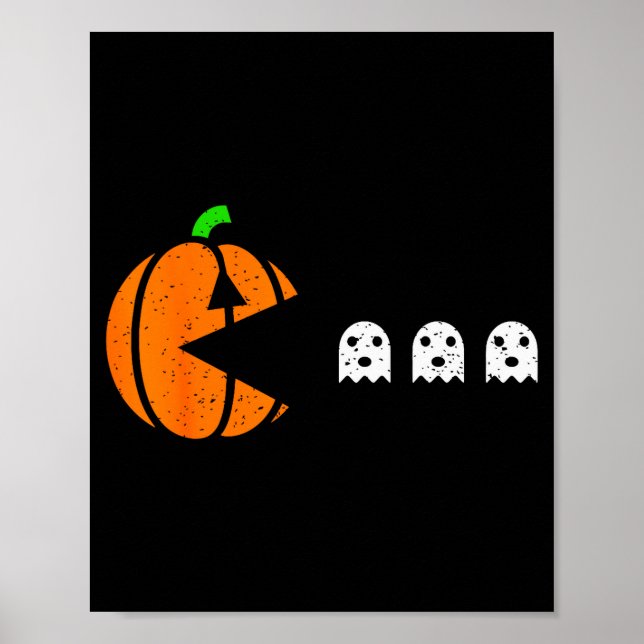 Poster Halloween Gamer Pumpkin Eating Ghost Costume Men B (Frente)