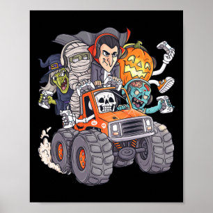 Poster Halloween Gamer Skeleton Zombie Monster Truck Boys
