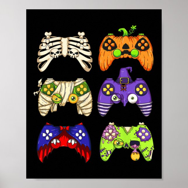Poster Halloween Gaming Controller Men Boys Gamer Ha (Frente)