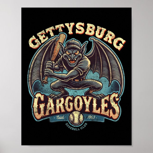 Poster Halloween Gettsyburg Gargoyles Liga Menor Baseba (Frente)