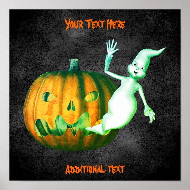 Poster Halloween Ghost Jack O Lantern Cute Personalizado (Frente)
