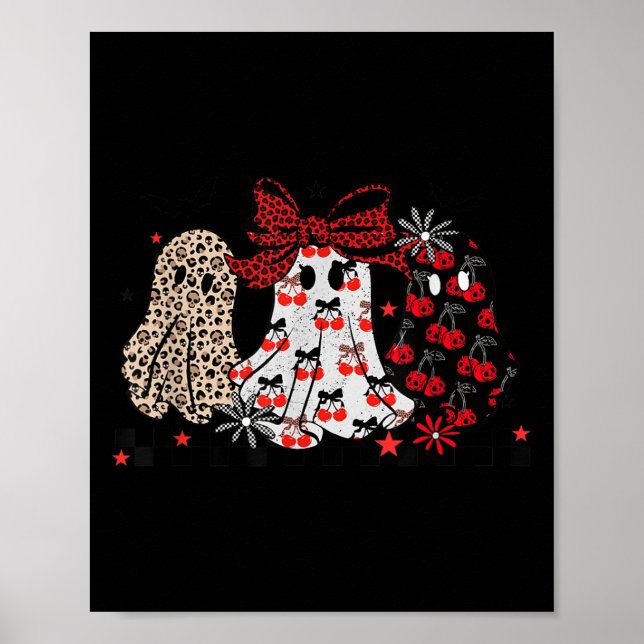Poster Halloween Ghost Leopard, fofo Boo Ghost Coquette,  (Frente)