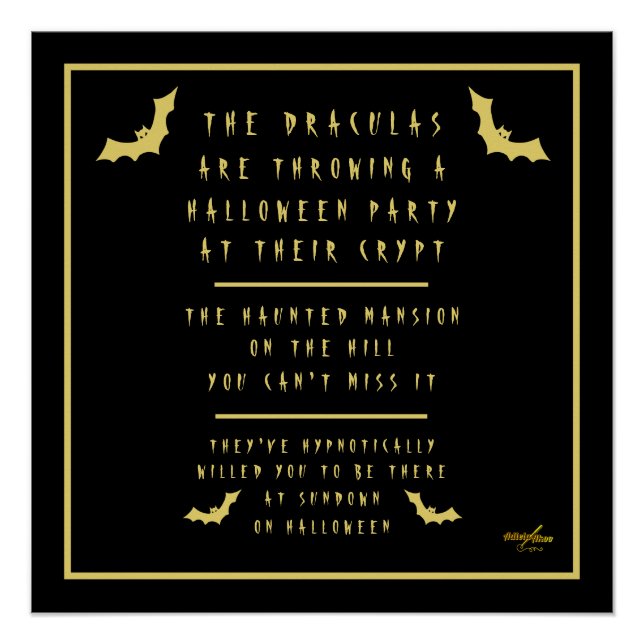 Pôster Halloween Glossy Poster assinado pela poeta Adiela (Frente)