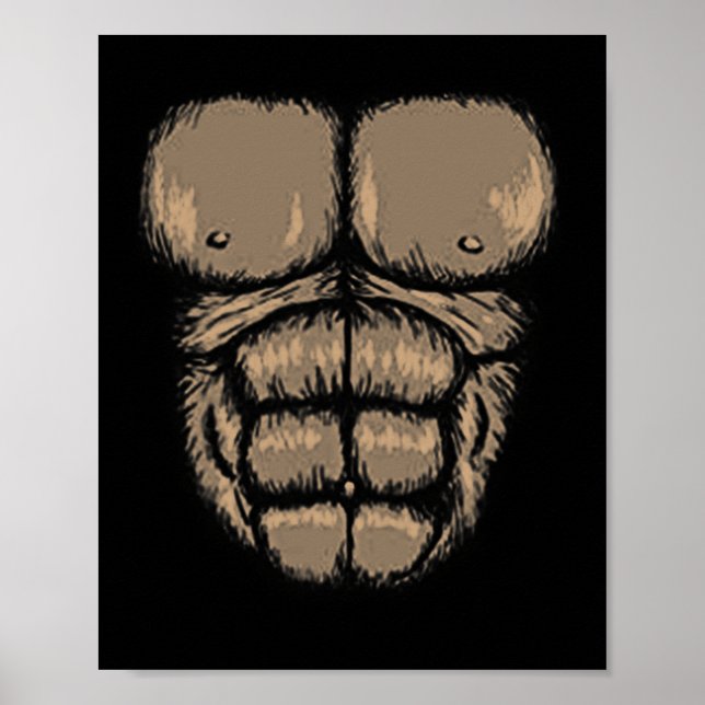 Poster Halloween Gorilla Chest Costume Cute Monkey Muscul (Frente)