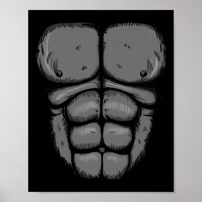 Poster Halloween Gorilla Monkey Belly Chest Costume Men B (Frente)