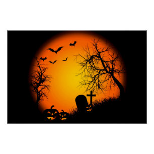 Pôster Halloween Graveyard