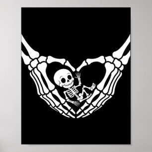 Poster Halloween Grávida Bebê Esqueleto Estranho Nova Est