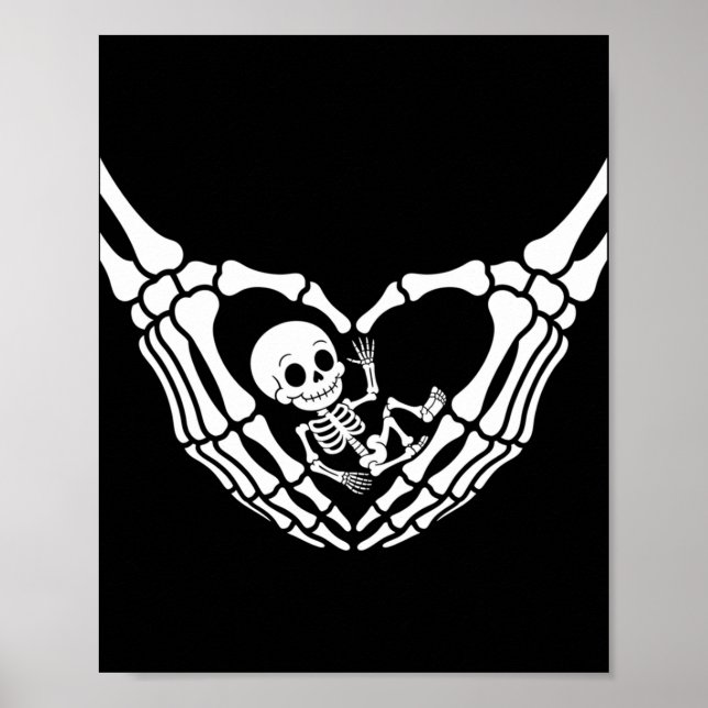 Poster Halloween Grávida Bebê Esqueleto Estranho Nova Est (Frente)