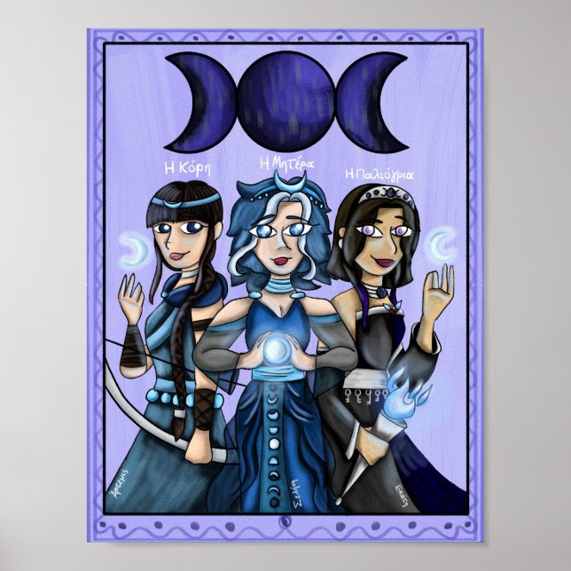 Poster Halloween Greek Mythology Moon Goddesses Art Print (Frente)