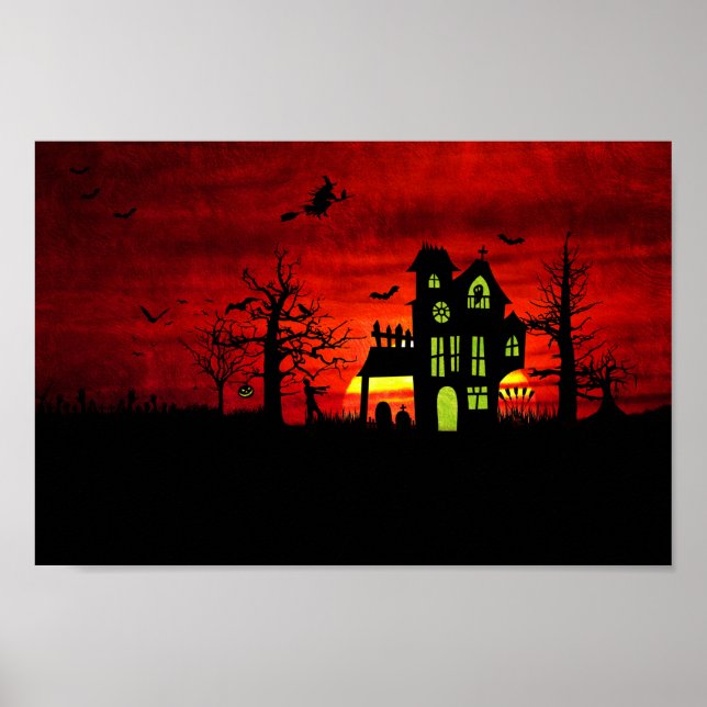 Poster Halloween Haunted House Maldita Bruxa Assustadora (Frente)