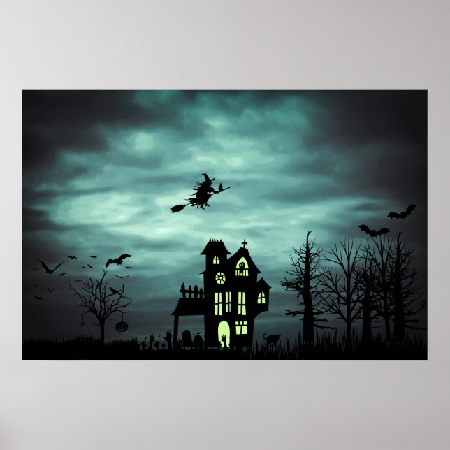 Poster Halloween Haunted House Maldita Bruxa Assustadora (Frente)