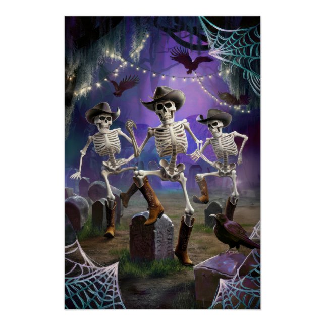 Pôster Halloween Hoedown, Line Dancing Skeletons (Frente)