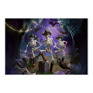 Pôster Halloween Hoedown, Skeletons Dançantes Horiz