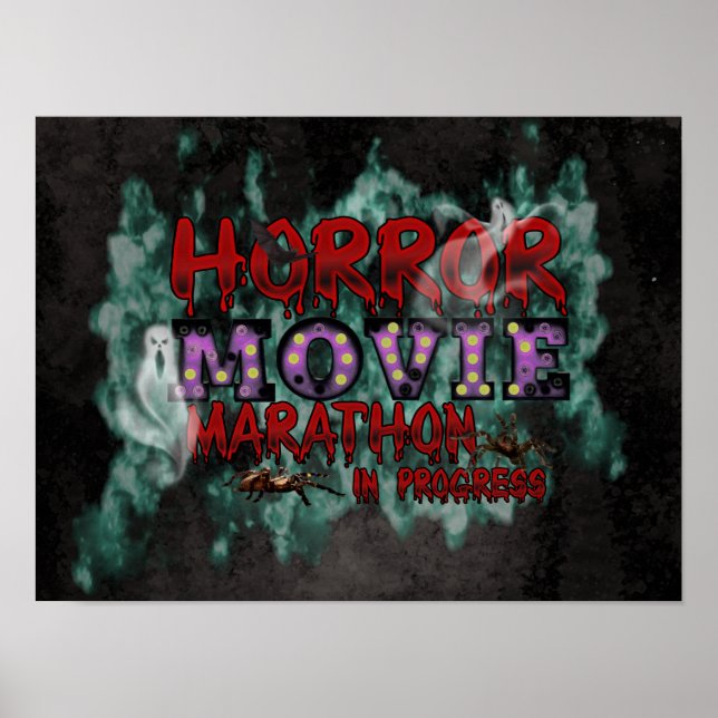 Poster Halloween Horror Movie Marathon In Progress (Frente)