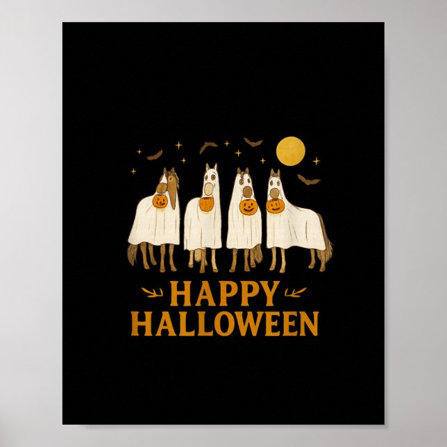 Poster Halloween Horse Ghost Soky Season Horse Lover Wome (Frente)