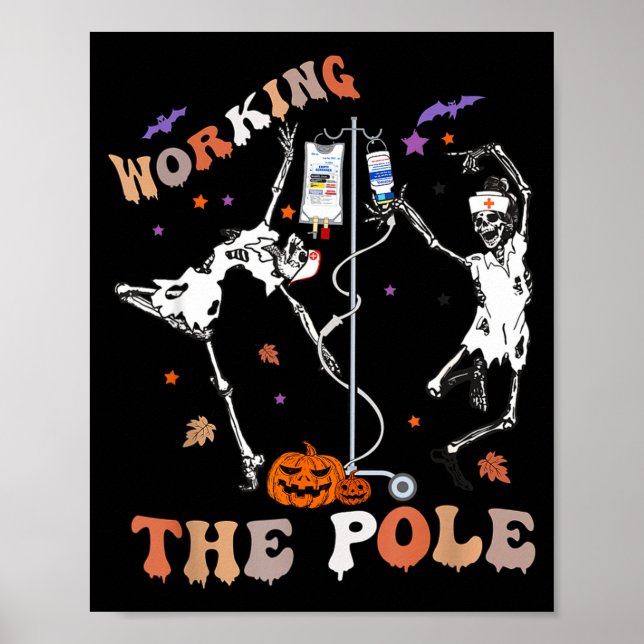 Poster Halloween Icu Er Nurse Working The Le Skeleton Dan (Frente)