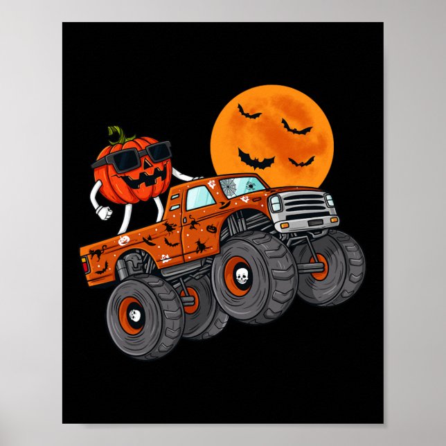 Poster Halloween Jack O Lanterna Monster Truck Toddler Bo (Frente)
