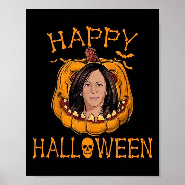 Poster Halloween Kamala Harris Funny Natal 2023 Pumpk (Frente)