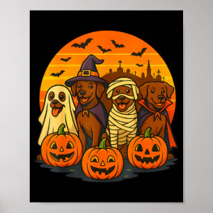 Poster Halloween labrador marrom fantasma assustador choc