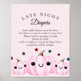 Poster Halloween Late Night Diapers Baby Shower Game