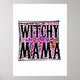 Poster Halloween Leopard Witchy Mama Aniversário