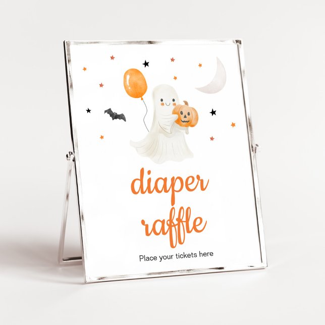 Poster Halloween Little Boo Fralda Raffle (A Little Boo Baby Shower Diaper Raffle Sign)