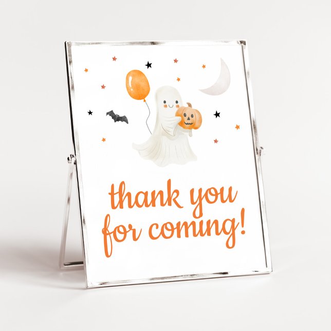 Poster Halloween Little Boo Obrigado por vir (A Little Boo Baby Shower Thank you for Coming Sign)