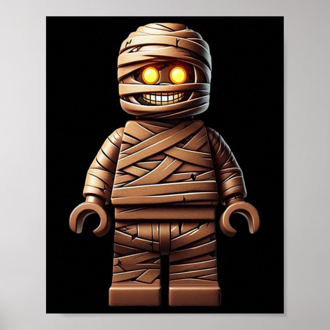 Poster Halloween Master Builder Mummy Kids Building Block (Frente)