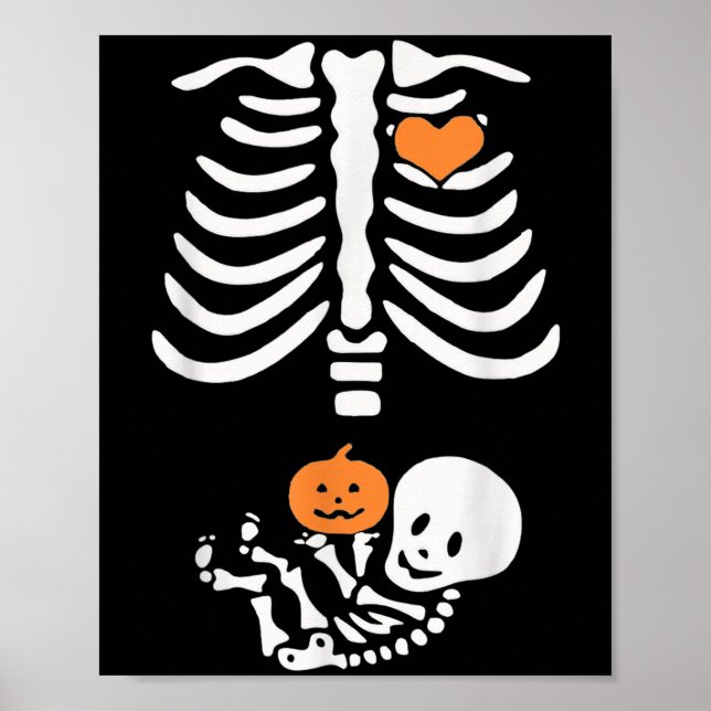 Poster Halloween Maternity Skeleton Baby Heart Pregnancy  (Frente)