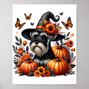 Poster Halloween Miniature Schnauzer Cachorro Pumpkin Aut